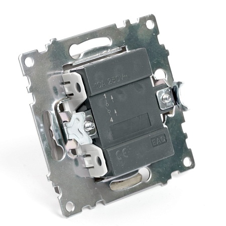 Выключатель 1-клавишный c индикатором (механизм) STEKKER GLS10-7101-04, 250В, 10А, серия Катрин, шоколад - фото