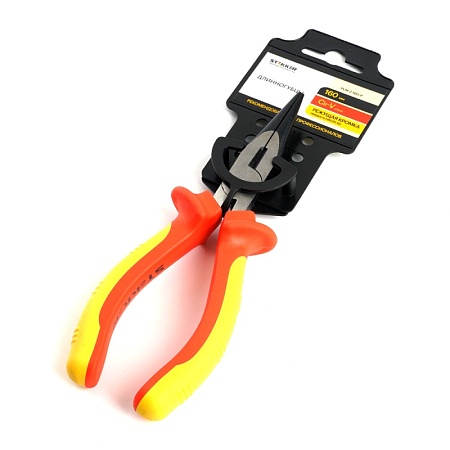 PLM-2-160-P Длинногубцы диэлектрические, 160мм, Cr-V, двухкомпонентная рукоятка - фото