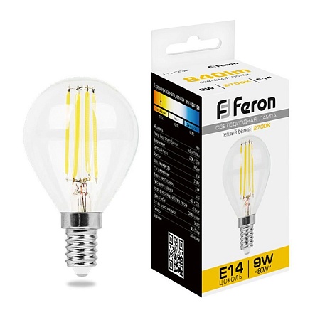 Лампа светодиодная Feron LB-509 Шарик E14 9W 230V 2700K - фото