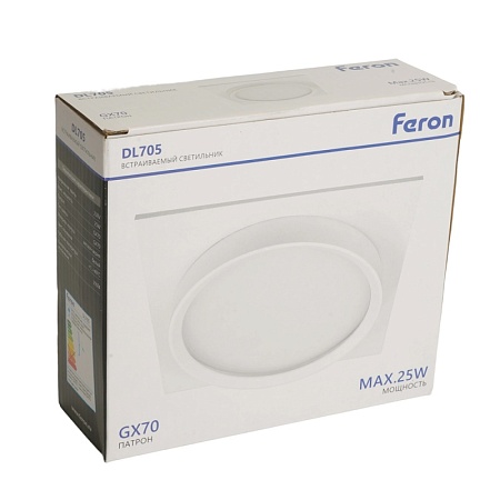 Светильник встраиваемый Feron DL705 потолочный GX70 белый квадрат IP44 - фото