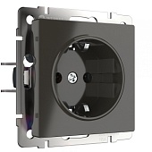 Розетка с заземлением и шторками серо-коричневый W1171107