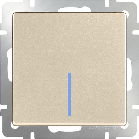 Выключатель одноклавишный с подсветкой шампань WL11-SW-1G-LED - фото