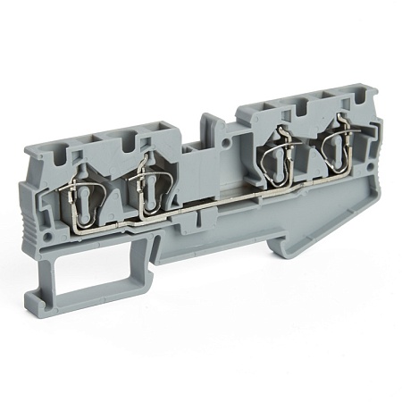 Зажим пружинный, 4-проводной проходной ЗНИ - 2,5 (JXB ST 2,5), серый STEKKER - фото