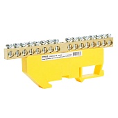 Шина"PE" на изоляторе STEKKER 6*9 на DIN-рейку 16 выводов, желтый, LD555-69-16