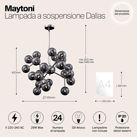 Подвесной светильник Maytoni Dallas MOD545PL-24G - фото