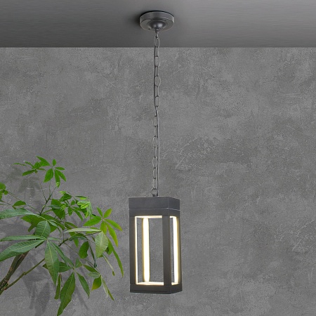 Уличный подвесной светодиодный светильник Frame LED IP54 1528 TECHNO LED серый Elektrostandard - фото