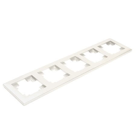 Рамка STEKKER, PFR00-7005-01 5-местная, пластик, серия Катрин, белый - фото