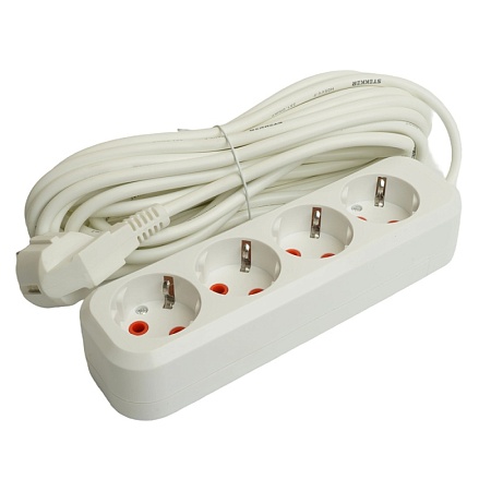 Удлинитель  четырехместный c/з STEKKER HM06-40-07 3x1мм2, 7м, серия Home (У10-429), белый - фото