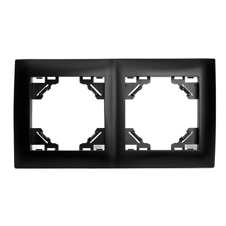 Рамка 2-местная, горизонтальная, STEKKER, PFR00-9012-03, серия Эрна Элегант, черный - фото