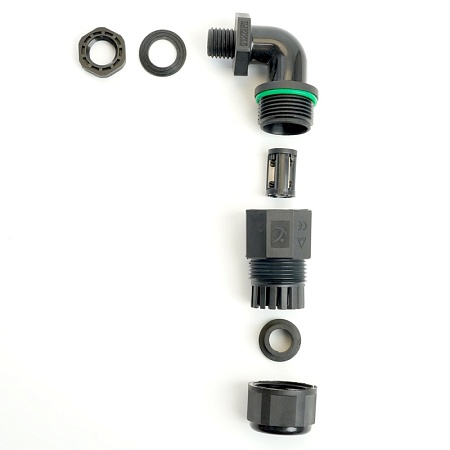 Соединитель-коннектор LD543 3-контактный угловой с винтовым контактом IP68, черный - фото