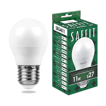 Лампа светодиодная SAFFIT SBG4511 Шарик E27 11W 230V 4000K - фото