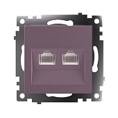 Розетка компьютерная 2-местная RJ-45 (механизм) STEKKER GLS00-7109-04, серия Катрин, шоколад