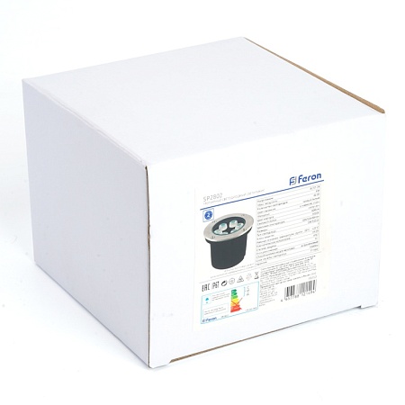 Светодиодный светильник тротуарный (грунтовый) Feron SP2802, 6W, AC/DC12-24V, низковольтный, 4000К, металлик, D120*H90mm, вн.диаметр: 90m, IP67 - фото