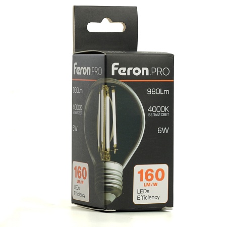 Лампа светодиодная Feron.PRO LB-1706 Шарик E27 980LM 6W 175-265V 4000K - фото