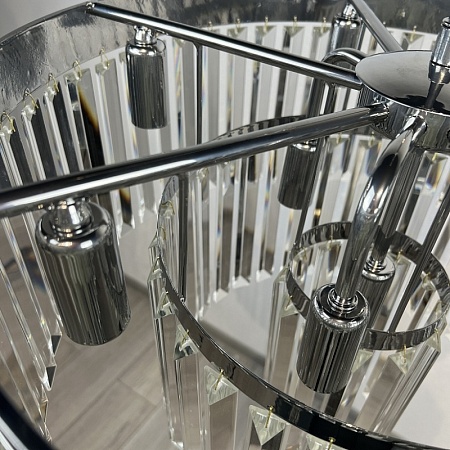 Люстра Rh 1920S Odeon Clear Glass Fringe 3-Tier Chandelier Chrome Imperiumloft 228791-22 - фото