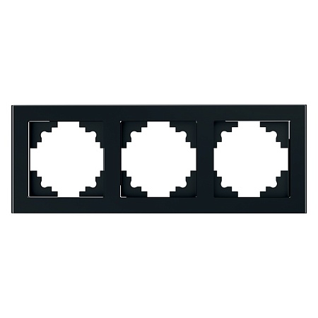 Рамка 3-местная, стекло, STEKKER GFR00-7003-05, серия Катрин, черный - фото