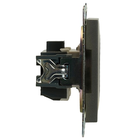 Розетка 1-местная с защитной шторкой (механизм) б/з, 250В, 10А, серия Катрин, графит, GLS10-7109-06 - фото