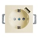Розетка 1-местная с/з (механизм), STEKKER, PST16-9111-02, 250В, 16А с защитной шторкой и с USB серия Эрна, слоновая кость - фото
