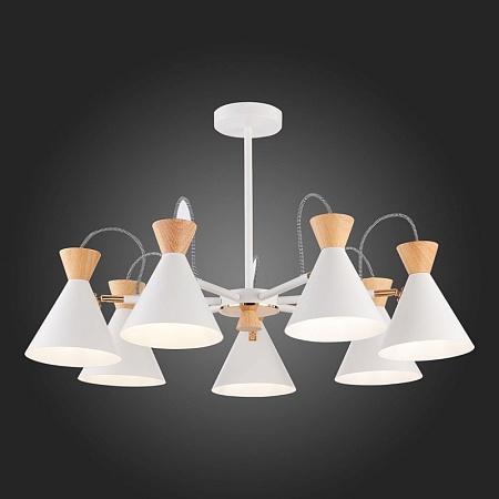 Светильник потолочный Белый, Золотистый/Белый, Светлое дерево E14 7*40W SLE125102-07 - фото