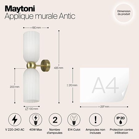 Настенный светильник (бра) Maytoni Antic MOD302WL-02W - фото