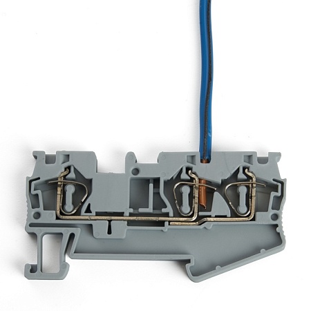 Зажим пружинный, 3-проводной проходной ЗНИ - 4,0 (JXB ST 4), серый STEKKER - фото