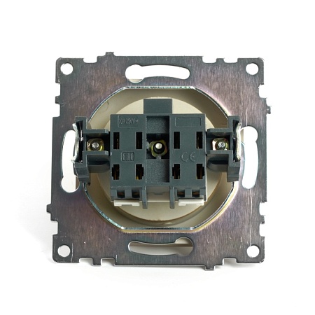 Розетка 1-местная с защитной шторкой (механизм) б/з,STEKKER, GLS10-7109-08, 250В, 10А, серия Катрин, золото - фото