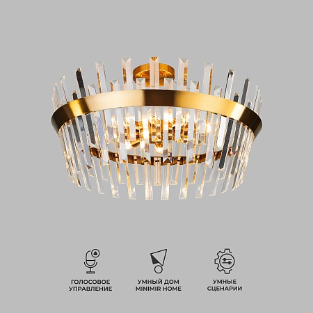 Потолочный светильник Eurosvet 10111/8 золотая бронза/прозрачный хрусталь Strotskis - фото