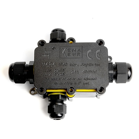 Коробка распределительная STEKKER LD524 ,  водонепроницаемая на 4 выхода, 450V, 140х100х36, черный - фото