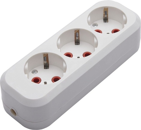 Розетка переносная разборная 3-местная с/з STEKKER, PST16-310-20, 250В, 16A, IP20, белый - фото