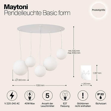 Подвесной светильник Maytoni Basic form MOD321PL-05W1 - фото