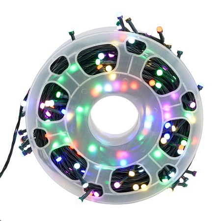 Светодиодная гирлянда на бобине Feron CL98 линейная 50м + 3м 230V мультиколор, c питанием от сети, зеленый шнур - фото