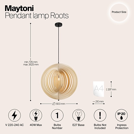 Подвесной светильник Maytoni Roots MOD197PL-01W2 - фото