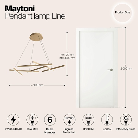 Подвесной светильник Maytoni Line MOD016PL-L75MG4K - фото