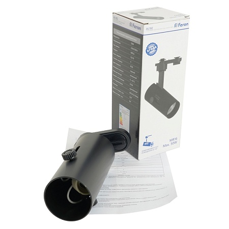 Светильник Feron AL182 трековый однофазный на шинопровод под лампу GU10, черный - фото
