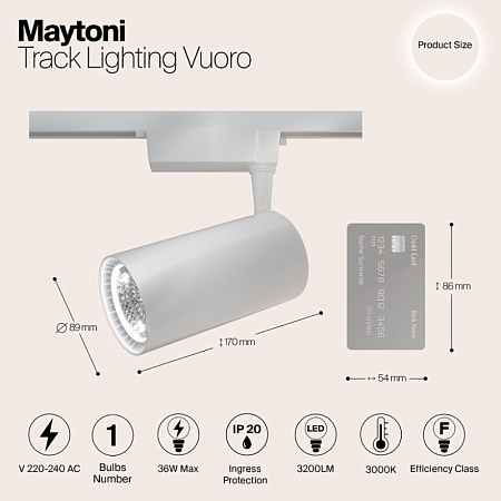 Трековый светильник Technical Vuoro TR003-1-40W3K-W - фото