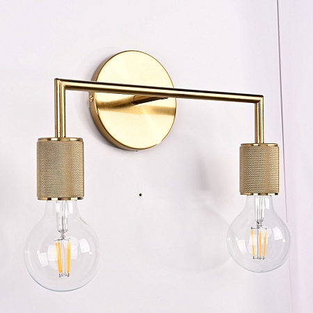 Бра Rh Utilitaire Double Sconce Brass Imperiumloft 123264-22 - фото