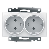 Розетка 2-местная с/з (механизм), STEKKER GLS16-7114-01, с защитной шторкой, 250В, 16А, серия Катрин, белый