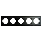 Рамка STEKKER, PFR00-7005-05 5-местная, пластик, серия Катрин, черный