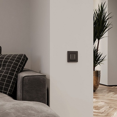 Умный сенсорный выключатель двухклавишный (черный) W4523008 - фото