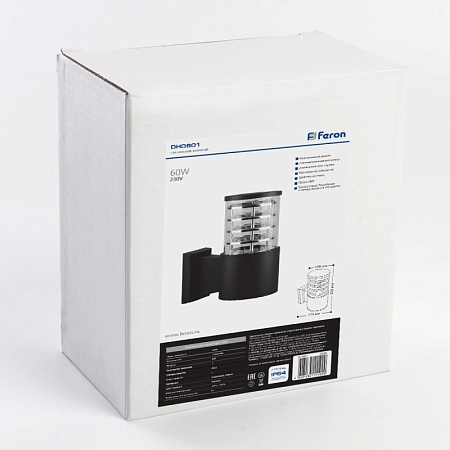 Светильник садово-парковый Feron DH0801, на стену вверх, E27 230V, черный - фото