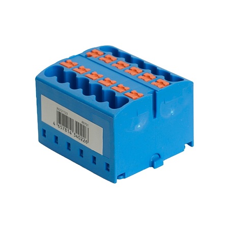 Зажим блочный (групп) для распред.тока нагрузки push-in на 12 точек, сеч 2,5 мм2, 450V, 24А, синий LD580 PTFIX 12/25 - фото