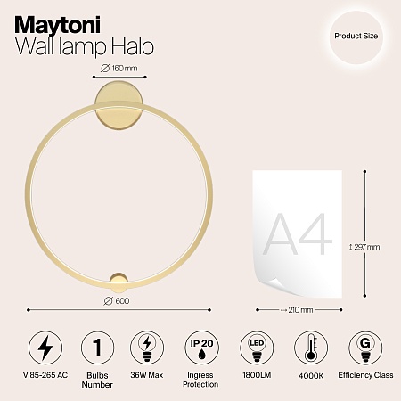 Настенный светильник (бра) Maytoni Halo MOD005WL-L22BSK1 - фото