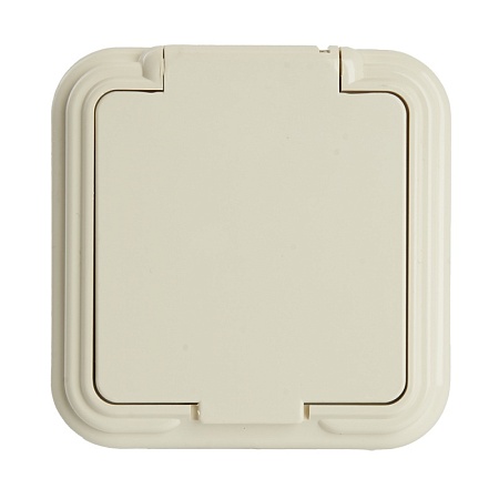 Розетка 1-местная б/з с крышкой STEKKER, PST16-20-44 (RA 16-201-БЖ), пластик АВС, 250В, 16А, IP44, слоновая кость - фото