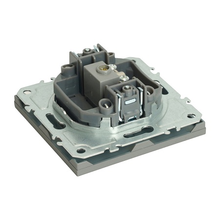 Розетка телевизионная 1-местная (механизм), STEKKER, 75 Ом, 5-862МГц, серия Эмили, RST00-5108-10, платиново-серый, soft touch - фото