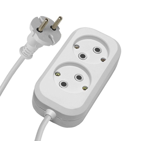 Удлинитель 2-местный б/з, Stekker, HM01-20-07, 7м, 2x0,75, серия Home (У10-428), белый - фото