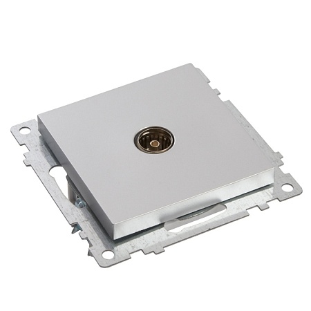 Розетка телевизионная 1-местная (механизм), STEKKER GLS00-7108-03, 75 Ом, 5-862МГц, серия Катрин, серебро - фото