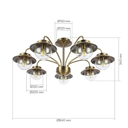 Светильник потолочный Античная бронза/Прозрачный E14 7*40W SLE110102-07 - фото
