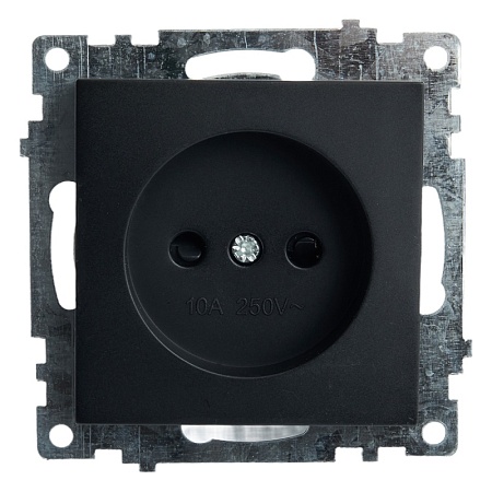 Розетка 1-местная б/з (механизм), STEKKER GLS10-7109-05, 250V, 10А с защитной шторкой, серия Катрин, черный - фото