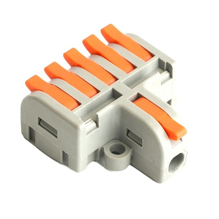 Клемма супер-компактная разветвительная 1 вход, 4 выхода, наборная STEKKER,LD220-104 - фото