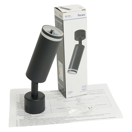 Светильник Feron ML1001 LUNA настенно-потолочный под лампу GU10, черный - фото